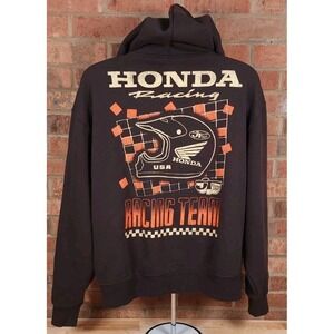 Honda JT Racing Brown Fkeece Pullover Hoodie Sweatshirt Mens Size XL